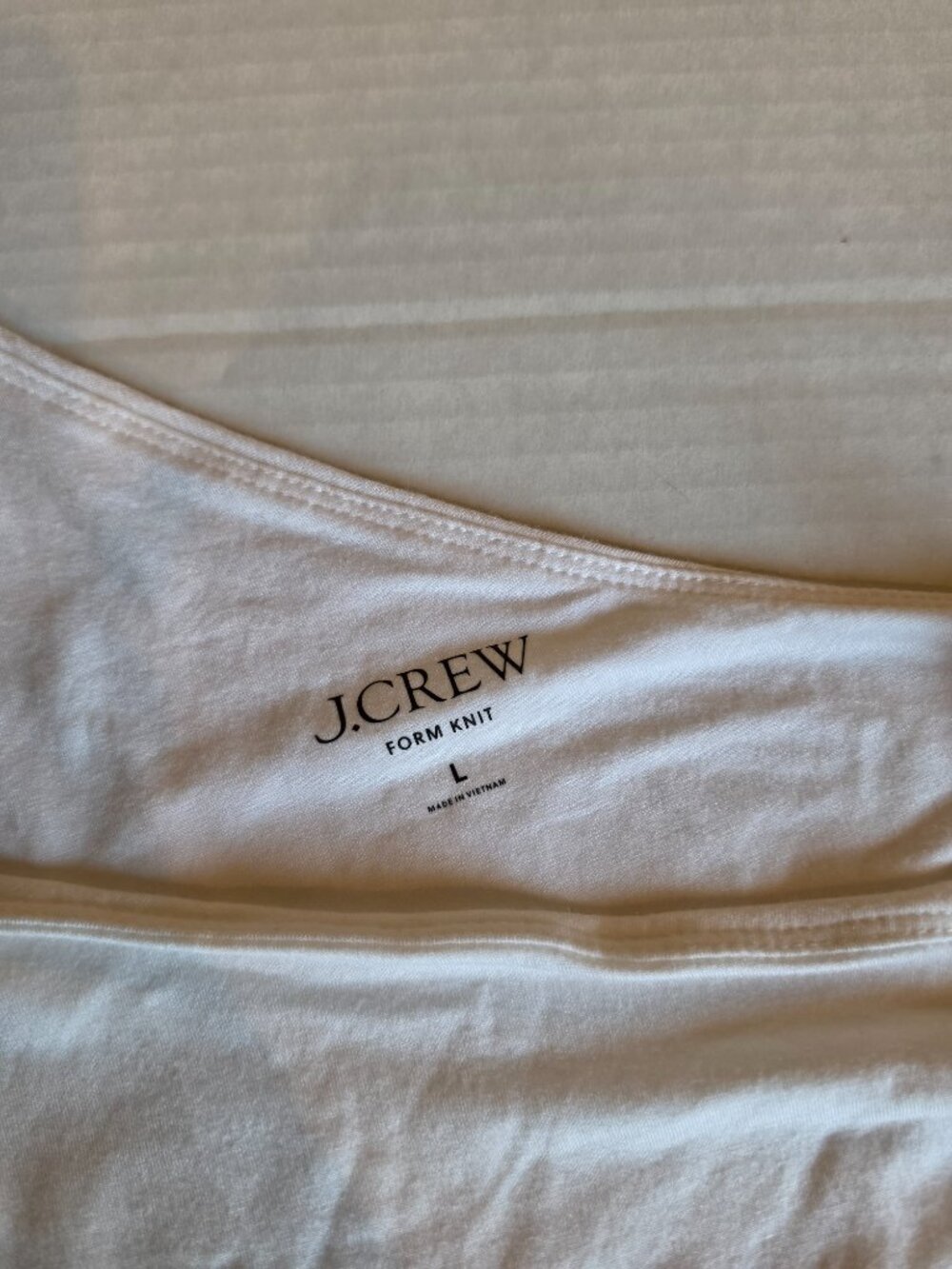 J Crew Form Knit One Shoulder Elbow-Sleeve White T-Shirt Size Large - Picture 7 of 9